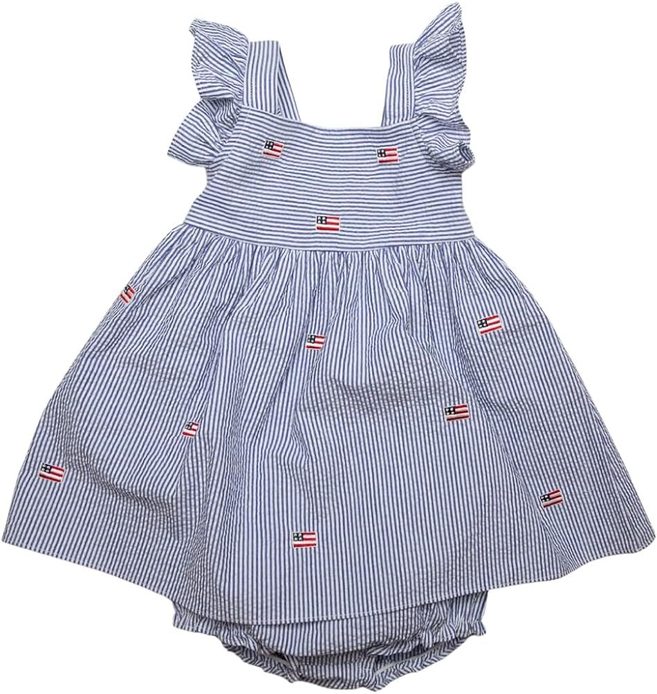 Good Lad Newborn/Infant Girls July 4th Flag Embroidered Dress | Amazon (US)