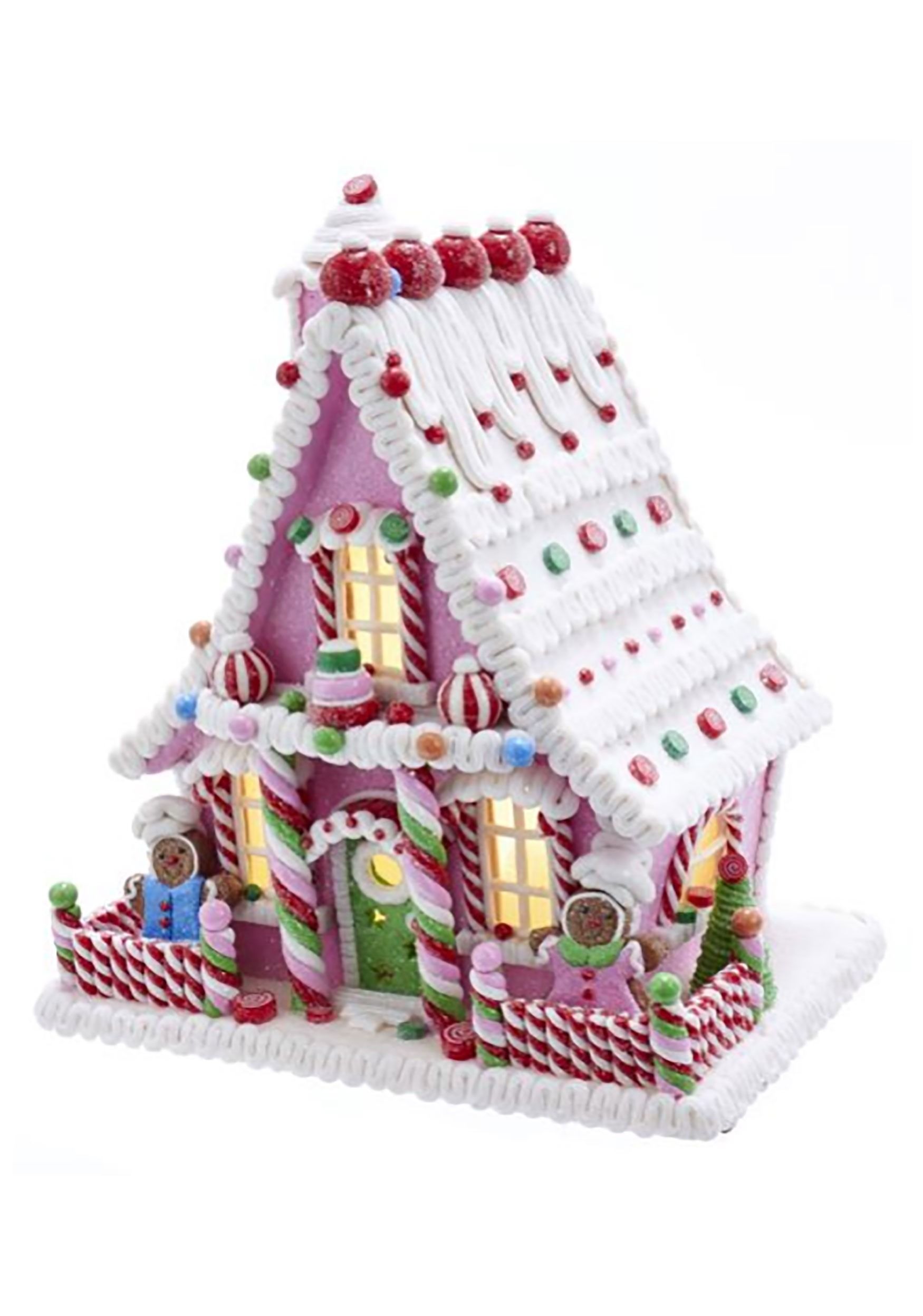 Kurt Adler 10-Inch Pink Battery-Operated Candy LED Gingerbread House Table Piece | Walmart (US)