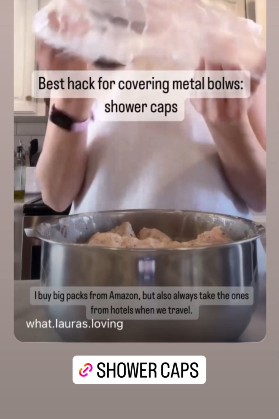 The best hack for covering bowls… shower caps!