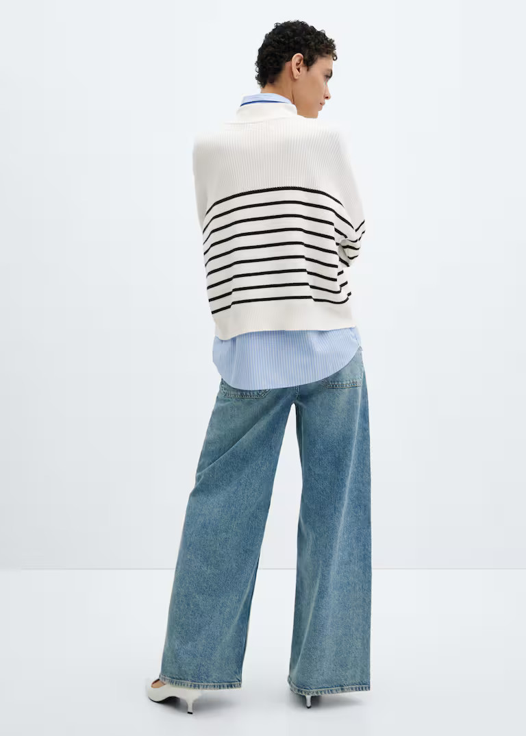 Striped sweater with zipper -  Women | Mango USA | MANGO (US)