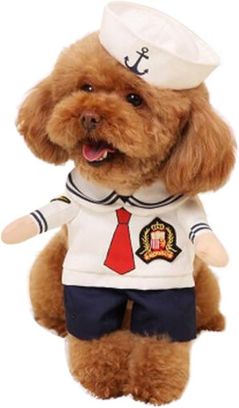 NACOCO Dog Sailor Costumes Navy Suit with Hat Halloween Christmas Pet Costumes for Puppy and Cat(... | Amazon (US)