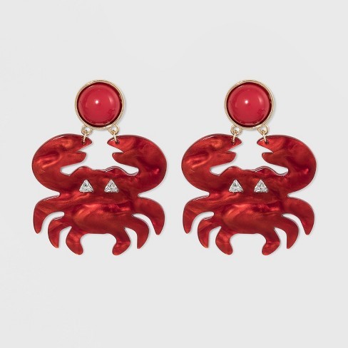 SUGARFIX by BaubleBar Resin Crab Drop Earrings - Red | Target