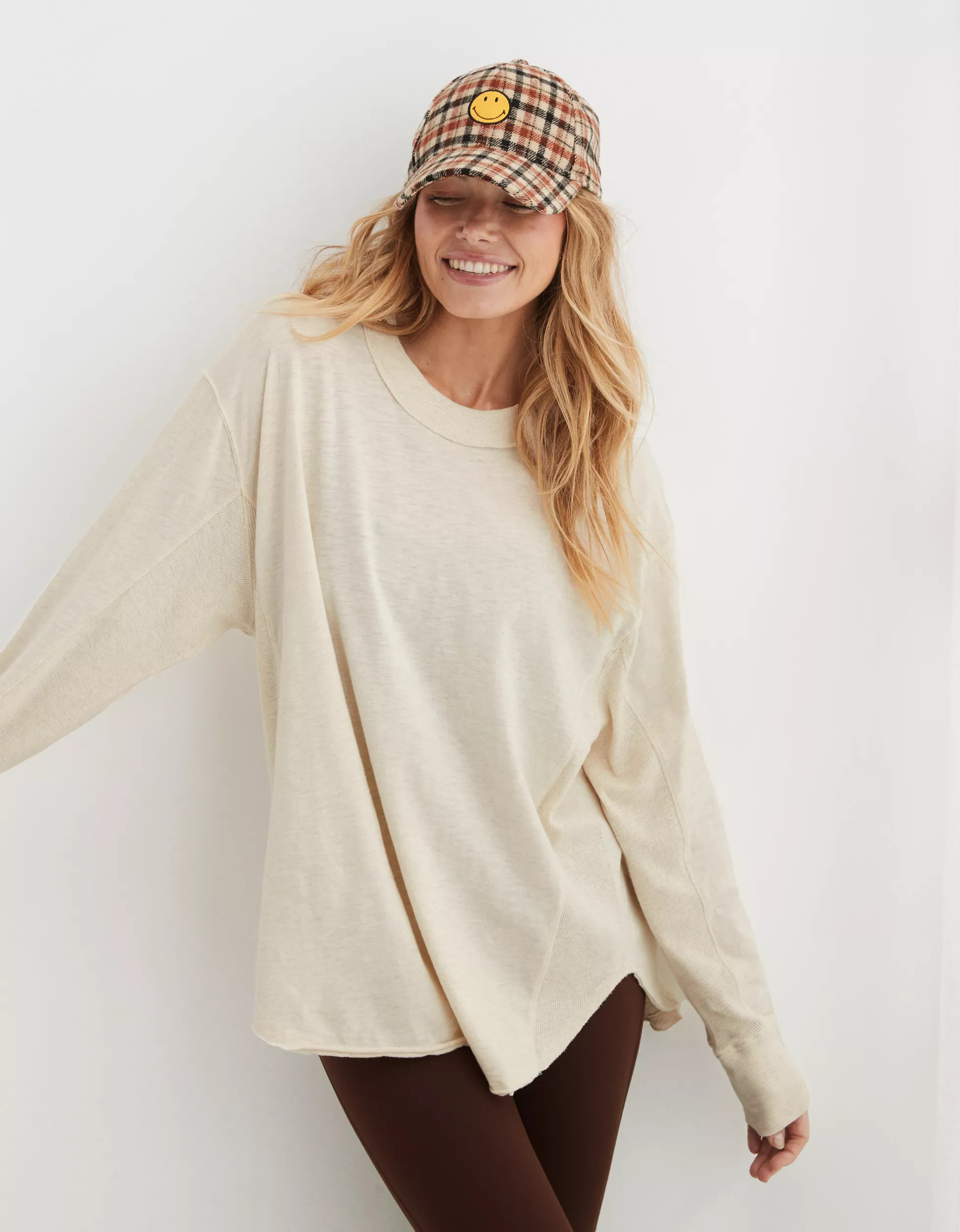 Aerie Long Sleeve Oversized Boyfriend T-Shirt | Aerie