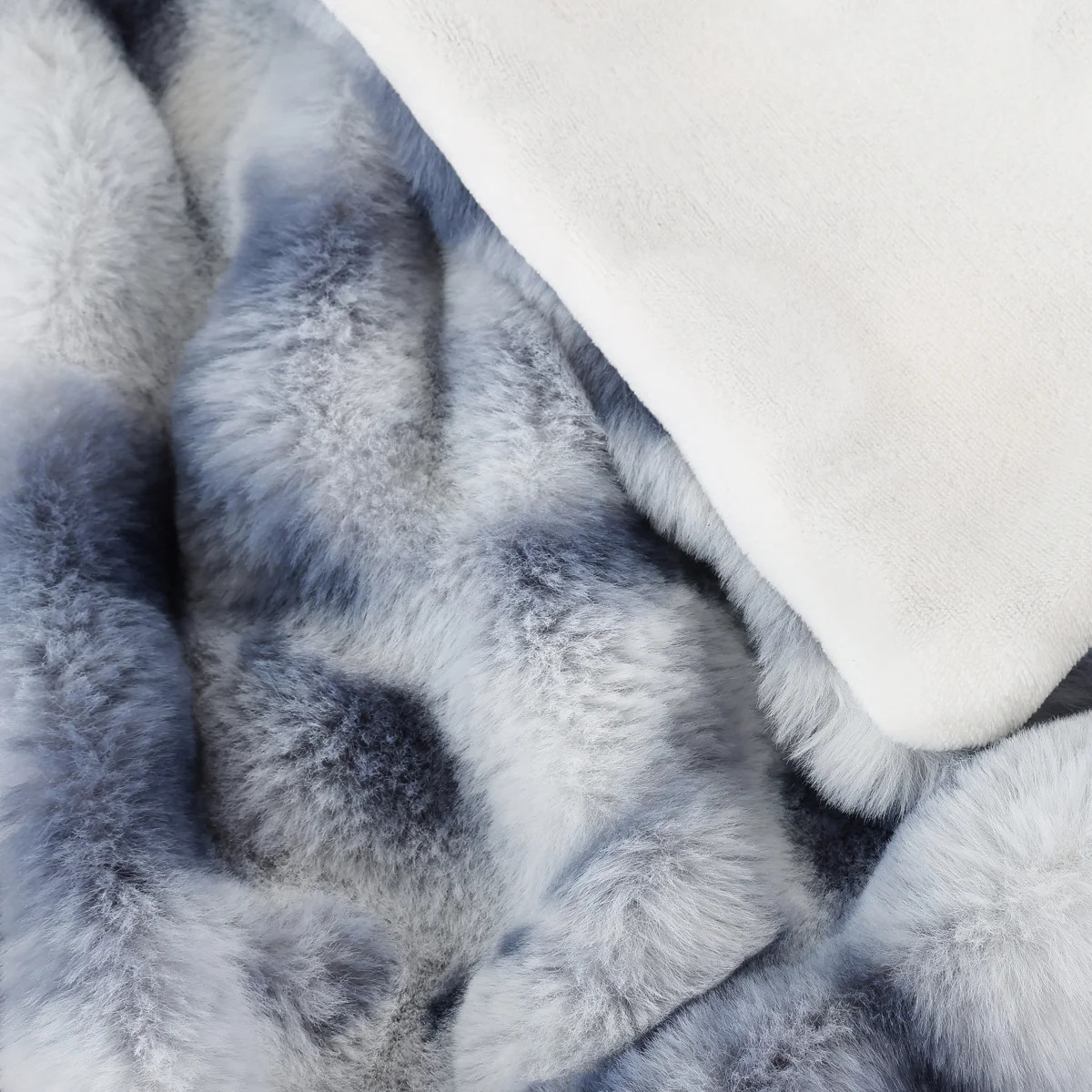 Faux Fur Throw Blanket for Couch \u2013 Tie-dye Blue Fluffy Cozy Rabbit Fleece, Plush Soft Bubble... | Wayfair North America