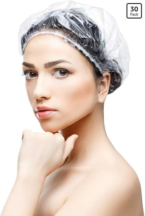 30pcs Disposable Shower Caps - Multi-Purpose Thickening Elastic Bath Cap Plastic Waterproof Clear... | Amazon (US)