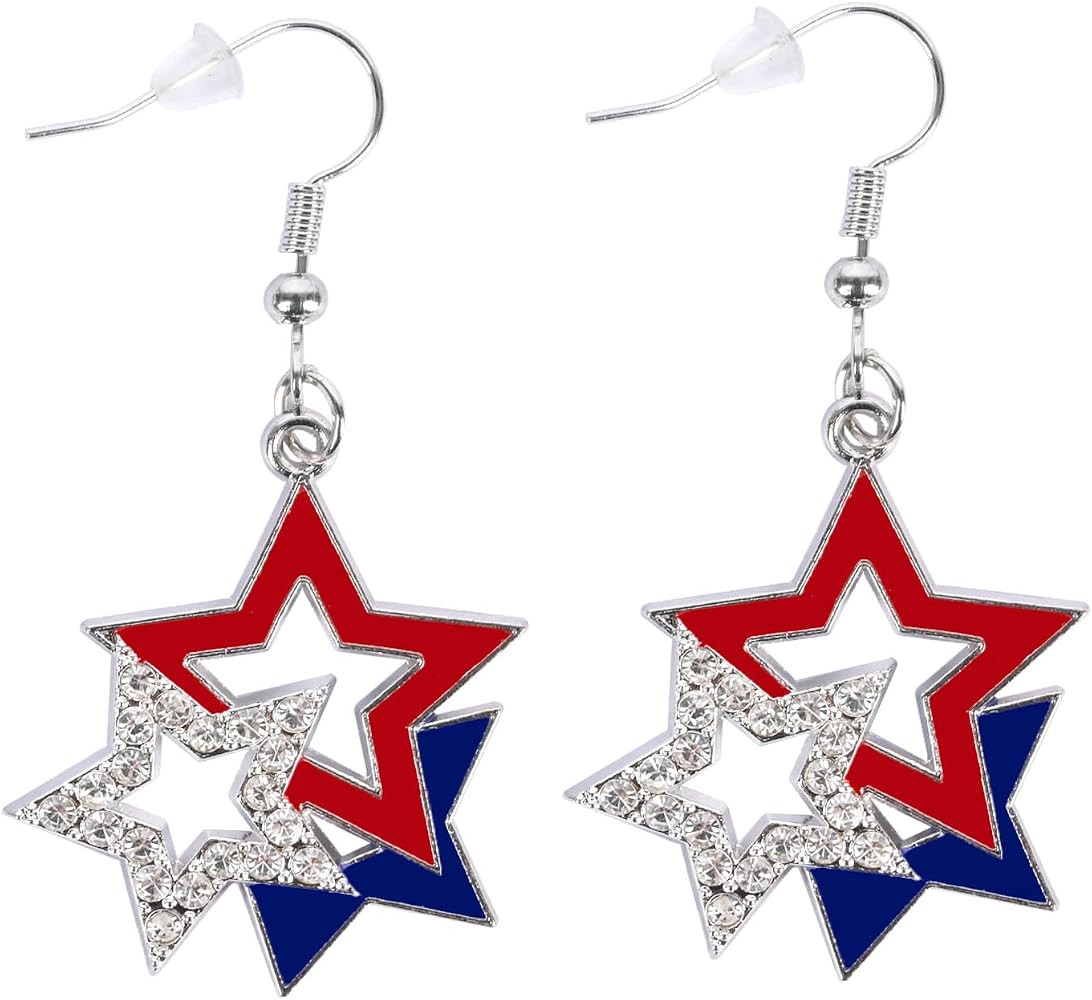 ORORIN 4th of July Patriotic Earrings for Women,Red White Blue USA American Flag Dangle Stud Earr... | Amazon (US)