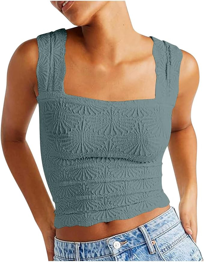 Crop Top Cute Womens Cropped Going Out Tops Summer Vacation 2025 Trendy Sleeveless Shirts | Amazon (US)
