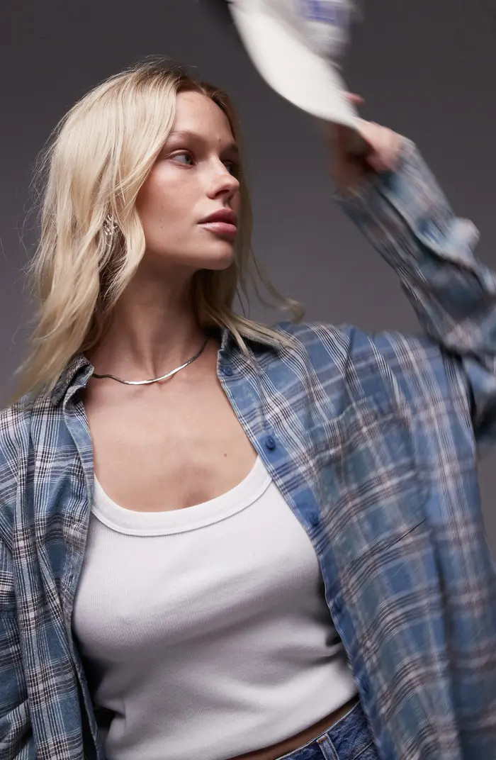 Topshop Plaid Oversize Button-Up Shirt | Nordstrom | Nordstrom
