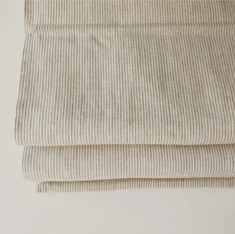Stripe Linen Custom Roman Shades, 100% Linen Fabric Blinds, Linen Window Treatment, Modern Design... | Etsy (US)