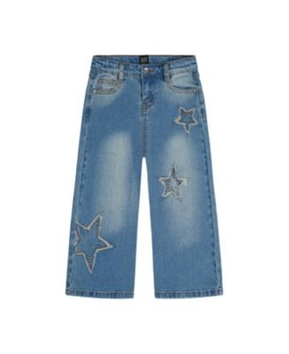 Girls' Stretch Denim Frayed Star Embroidery Jeans - Big Kid | Bloomingdale's (US)