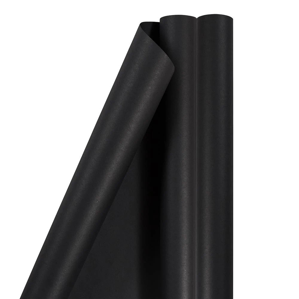 JAM Paper Black Matte Solid Wrapping Paper - 2 Rolls, 50 Sq. Ft. Total, 25 Sq. Ft. per Roll, Any Occasion | 277013526A | Lowe's