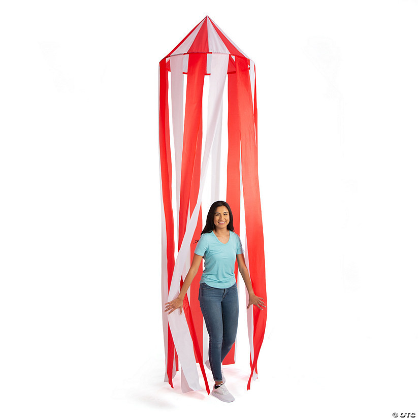 7 Ft. Red & White Striped Carnival Tent Plastic Ceiling Decoration | Oriental Trading Company