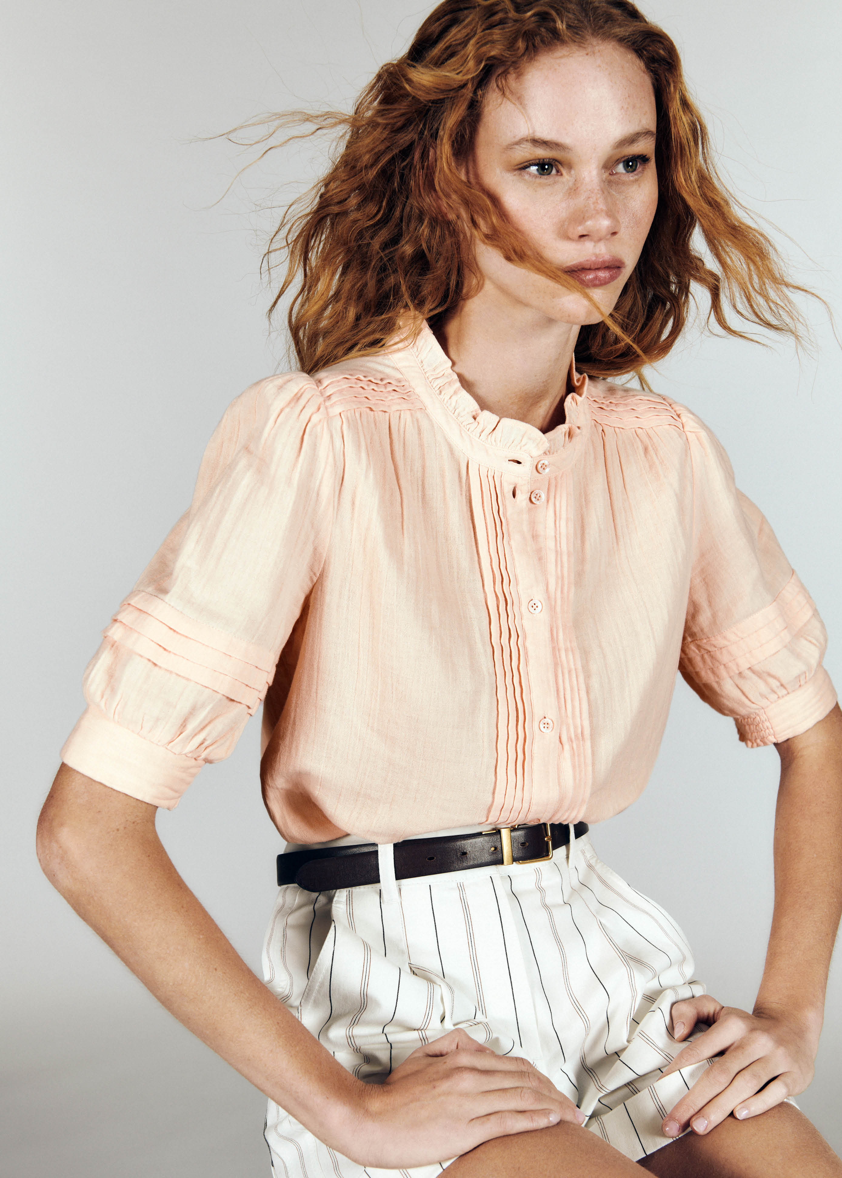 Women's Peach Cheesecloth Blouse | ME+EM | ME+EM US