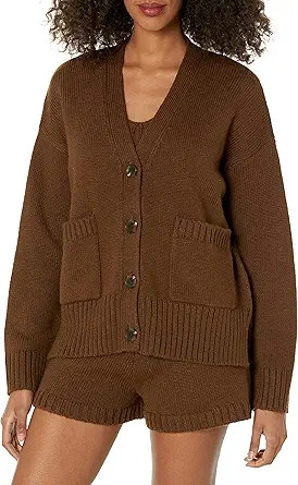The Drop Women's Brigitte Chunky Button-Front Pocket Ribbed Cardigan | Amazon (US)