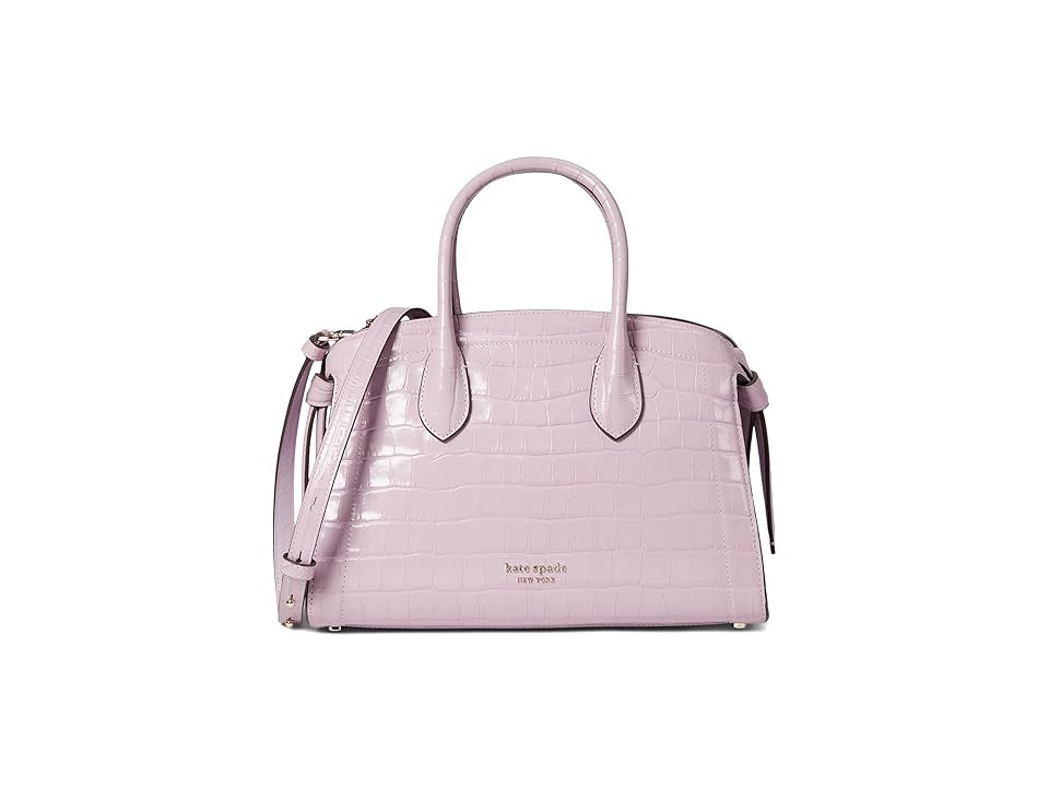 Kate Spade New York Knott Croc Embossed Leather Medium Zip Top Satchel Women's Handbags Violet Mist, Leather/Suede | Zappos