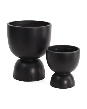 Set Of 2 Fiber Clay Pedestal Planters | TJ Maxx