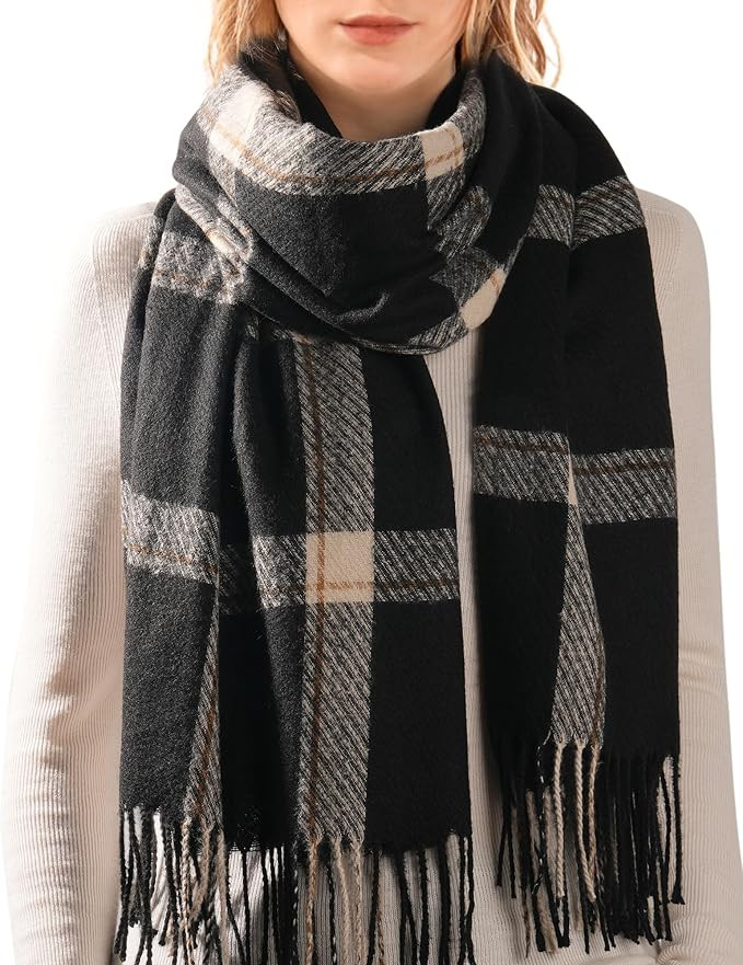 FURTALK Winter Scarf for Women Shawl Soft Tassel Plaid Large Oversized Scarves Wraps | Amazon (US)