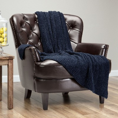 Chanasya Knit Chenille Throw Blanket - Lightweight Decorative Throw Blanket - 50" x 65” - Charcoal | Target