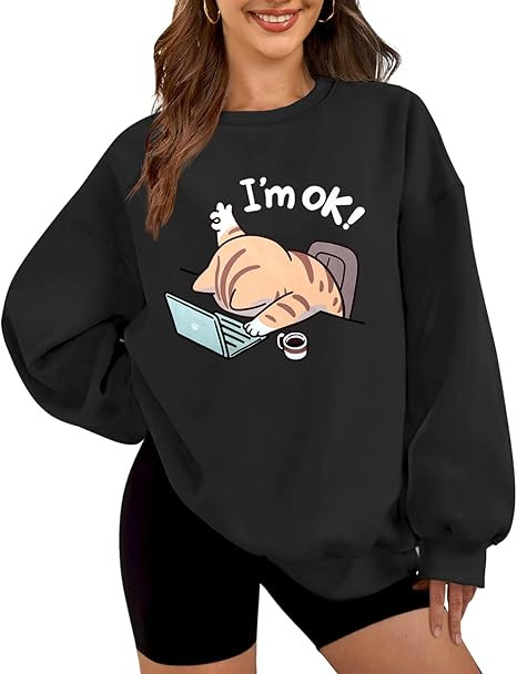 HEYTALALA Womens Oversized Sweatshirts Fleece Sweaters Long Sleeve Crewneck Hoodies Fall Solid Co... | Amazon (US)