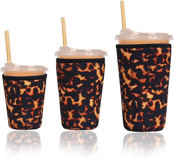 Reusable Insulated Sleeve for Iced Coffee Cup, 3-Pack Coffee Neoprene Drink Sleeve for Cold & Hot... | Amazon (US)
