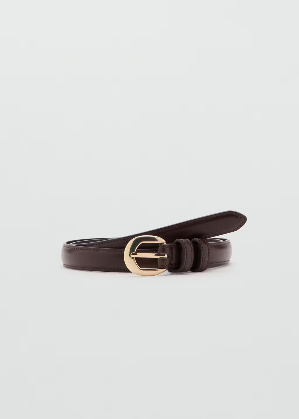 Buckle skinny belt chocolate - Woman - L - MANGO | Mango (US/MX/AU)