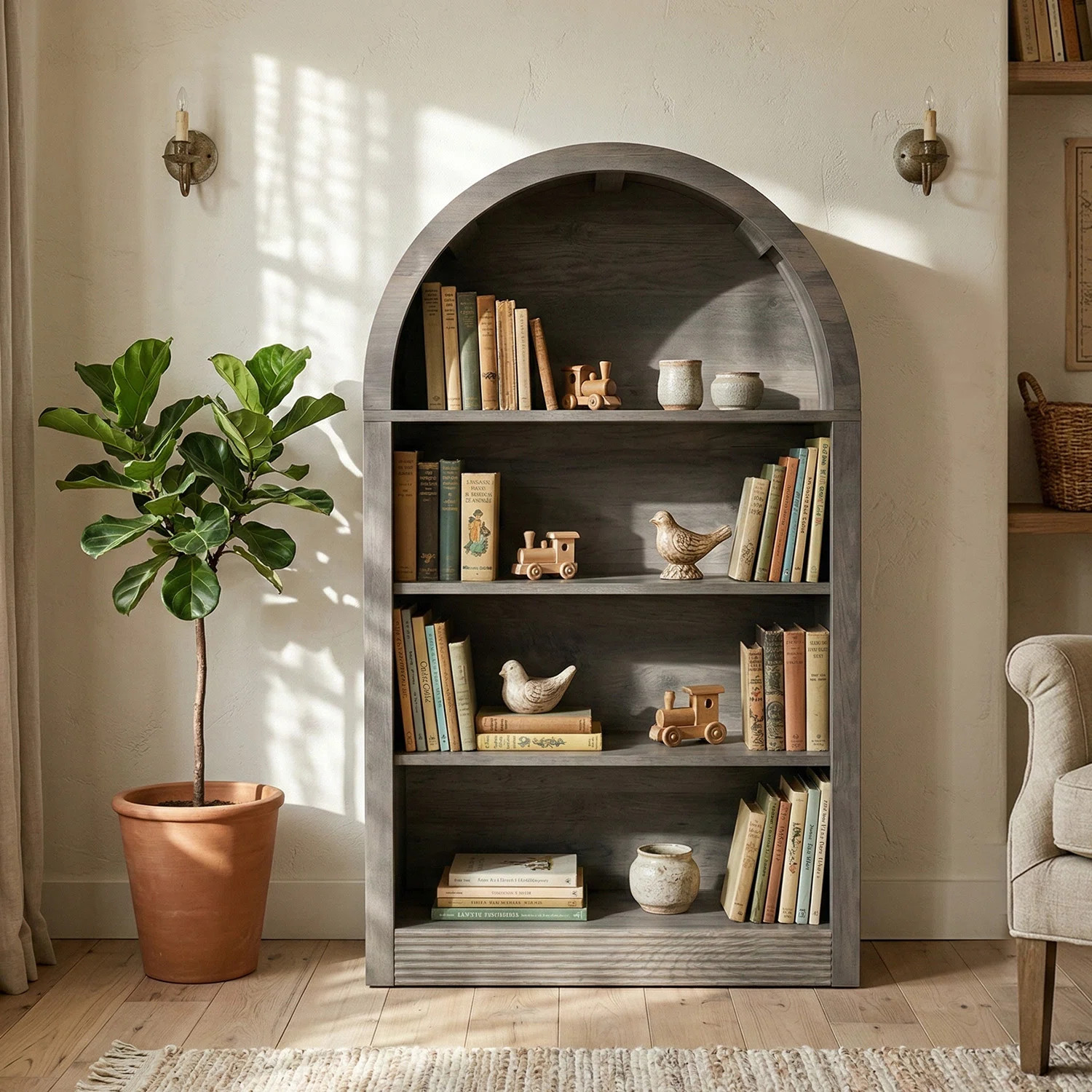 Small Bookcase Arched Bookshelf | Wayfair North America
