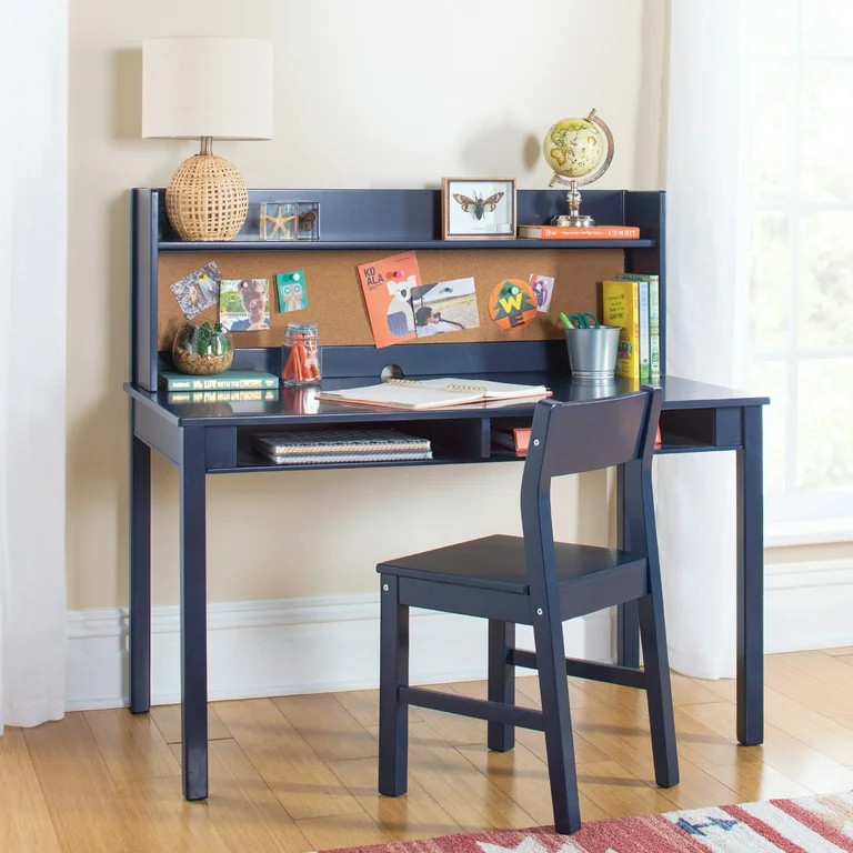 Martha Stewart Kids' Desk with Hutch and Chair - Navy (Ages 5-12 years) Children's Wooden Study T... | Walmart (US)