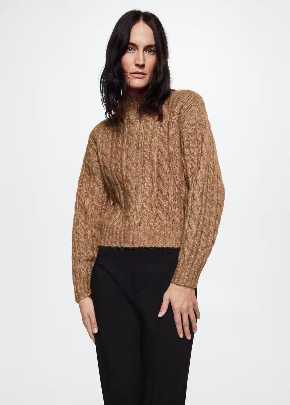 Braided sweater with perkins neck -  Women | Mango USA | MANGO (US)