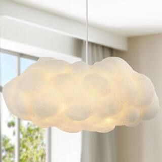 Zephyr 23 in. 2-Light White Modern Contemporary Silk LED Cloud Standard Pendant | The Home Depot