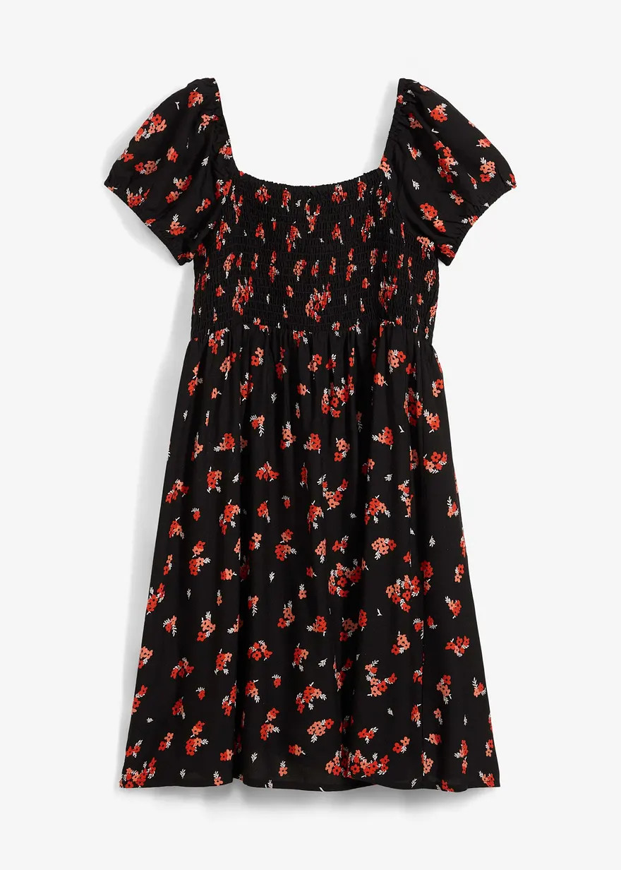 Trendiges Minikleid mit Smok und Puff\u00e4rmeln - schwarz | bonprix | Bonprix DE