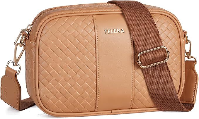 Telena Leather Crossbody Bags for Women Trendy Small Crossbody Purses with Wide Guitar Strap | Amazon (US)