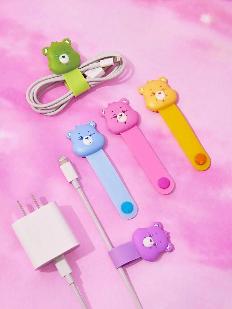 SHEIN X Care Bears Cartoon Data Cable Storage, Travel Earphone Charging Cable Organizer, Home Multi-Functional Cute Winding Cable Organizer | SHEIN