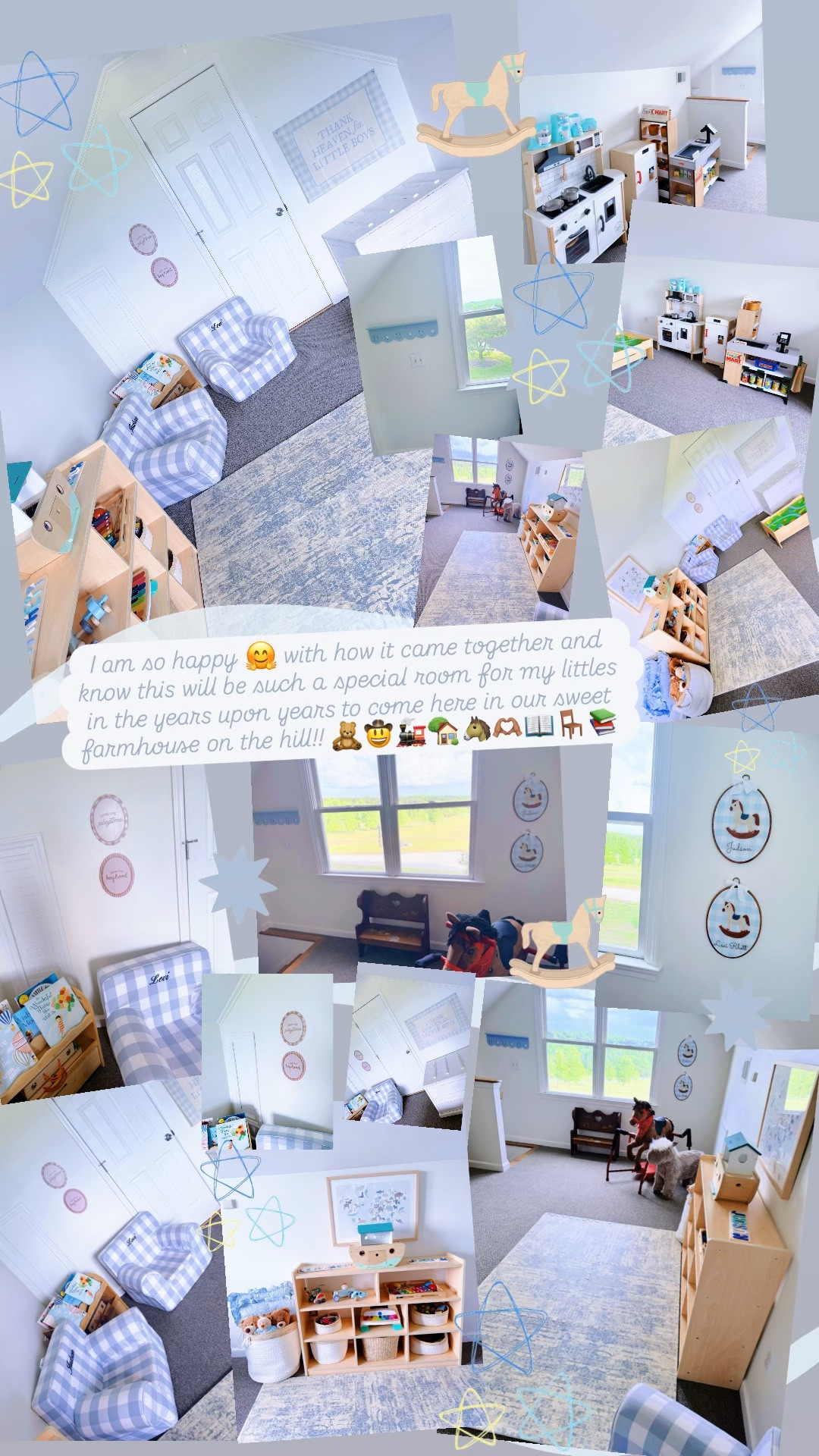 I am so happy 🤗 with how it came together and know this will be such a special room for my littles in the years upon years to come here in our sweet farmhouse on the hill!! 🧸🤠🚂🏡🐴🫶🏽📖🪑📚