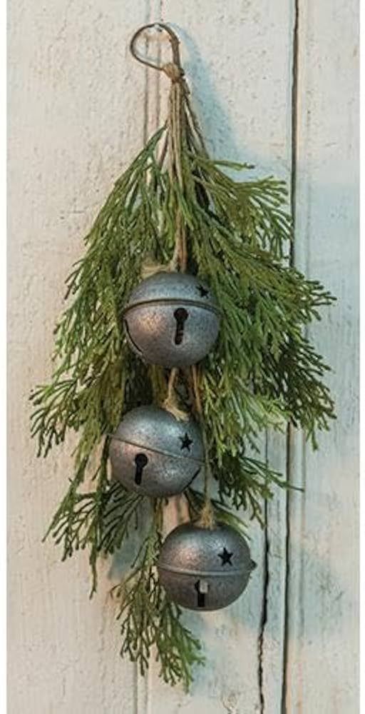 Country Silver Bell Pine Cedar Teardrop Hanging Bush Swag 17" Gray Primitive | Amazon (US)