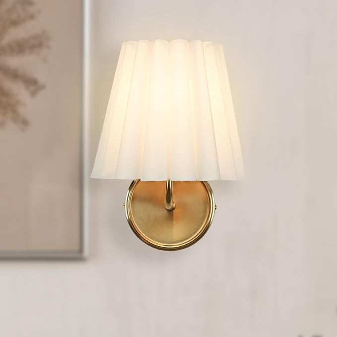 Vintage Wall Sconce with White Linen Shade, Mid-Century Wall Lighting Fixture with Dimmable Desig... | Amazon (US)