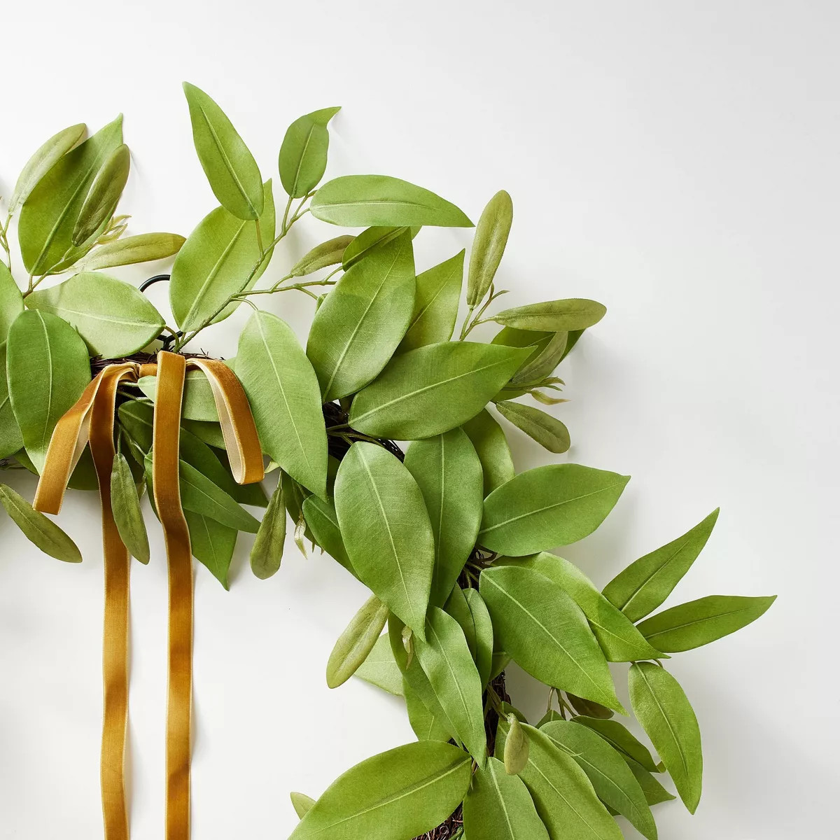 Oversized Fall Leaf Wreath with Velvet Ribbon Green - Threshold™ designed with Studio McGee | Target