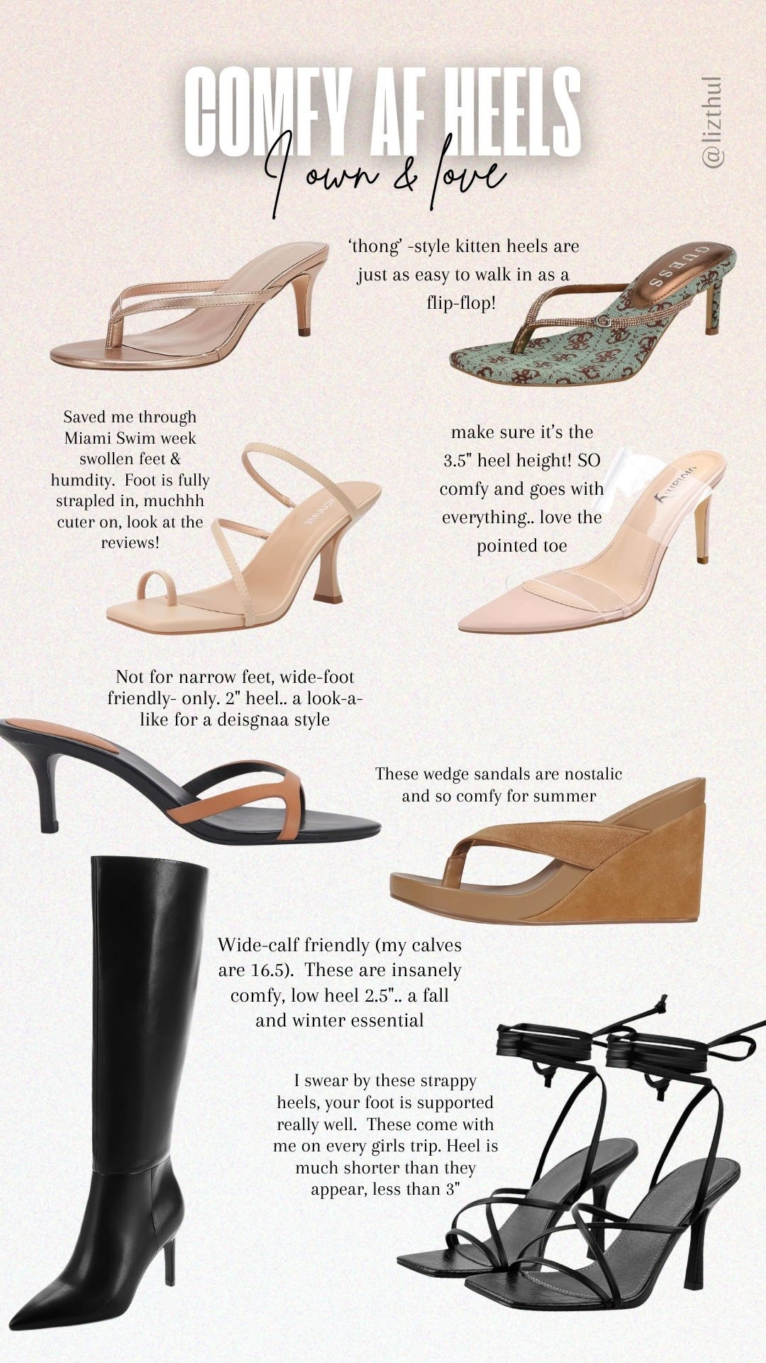 Comfy heels I SWEAR by! 🙌🏼 I’ve walked miles in every pair, they’re all super legit and so comfy! Your feet will thank you 😆🫶🏼