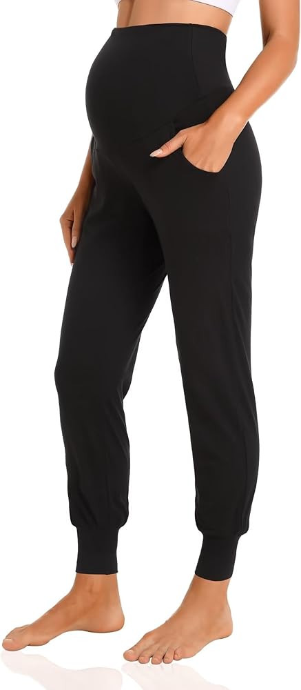 V VOCNI Women's Maternity Pants Maternity Activewear Jogger Track Cuff Sweatpants Over The Belly ... | Amazon (US)