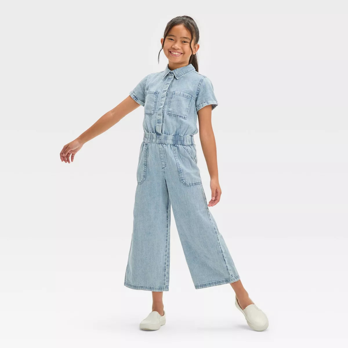 Girls' Short Sleeve Wide Leg Jumpsuit - Cat & Jack™ | Target