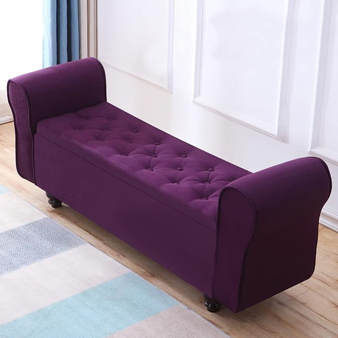 Large Capacity Foot Stool for Bedroom Living Room,Upholstered Vintage Storage Ottoman with Wood L... | Amazon (US)