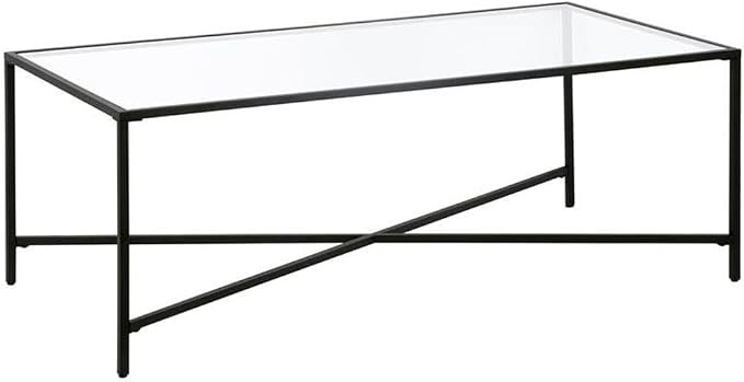 Henley 48'' Wide Rectangular Coffee Table with Glass Top in Blackened Bronze | Amazon (US)