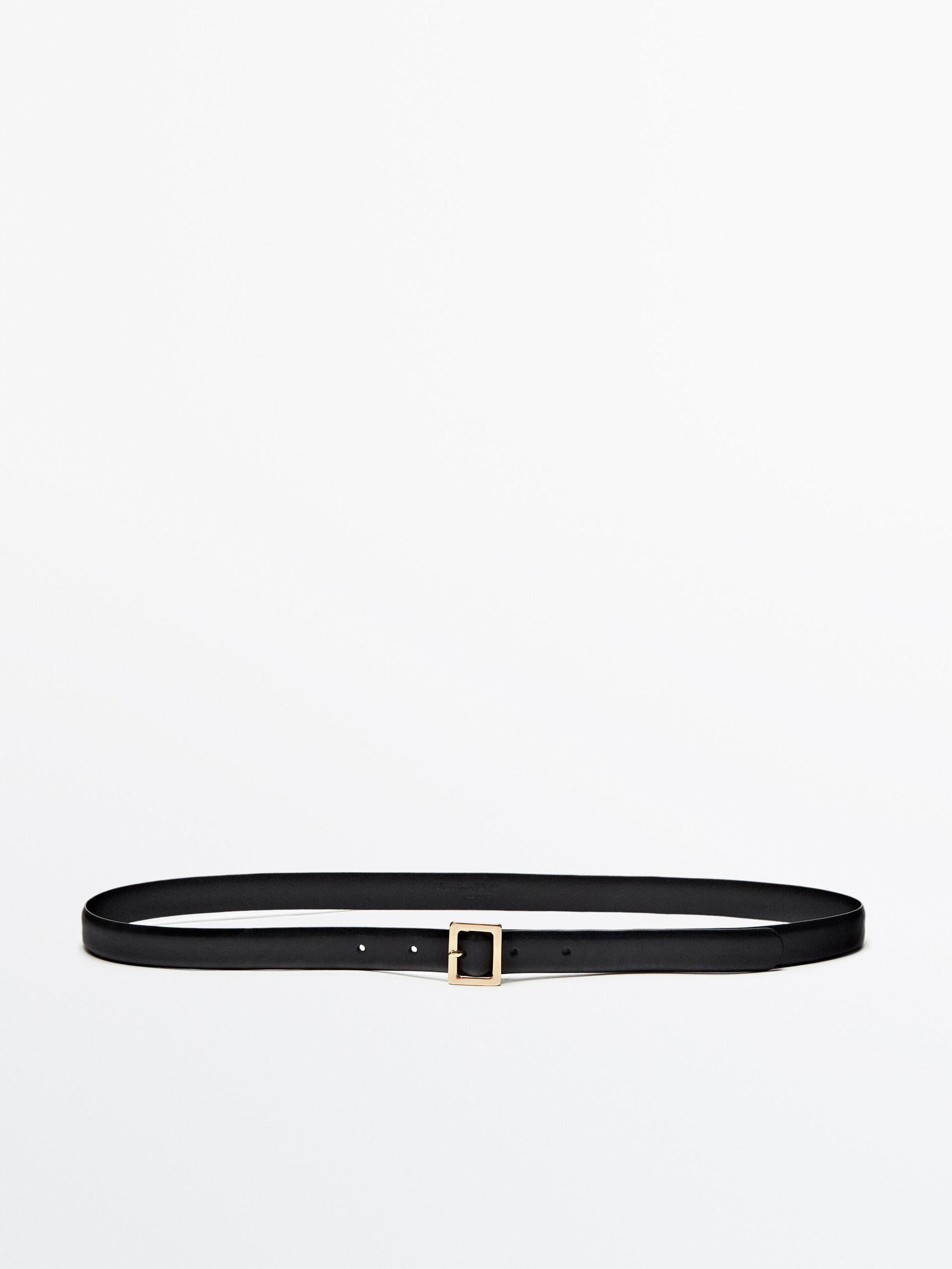 Leather belt with vertical buckle | Massimo Dutti US