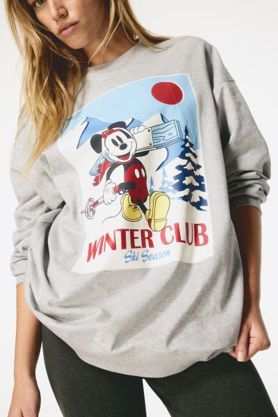 Printed Pajamas - Gray melange/Mickey Mouse - Ladies | H&M US | H&M (US + CA)