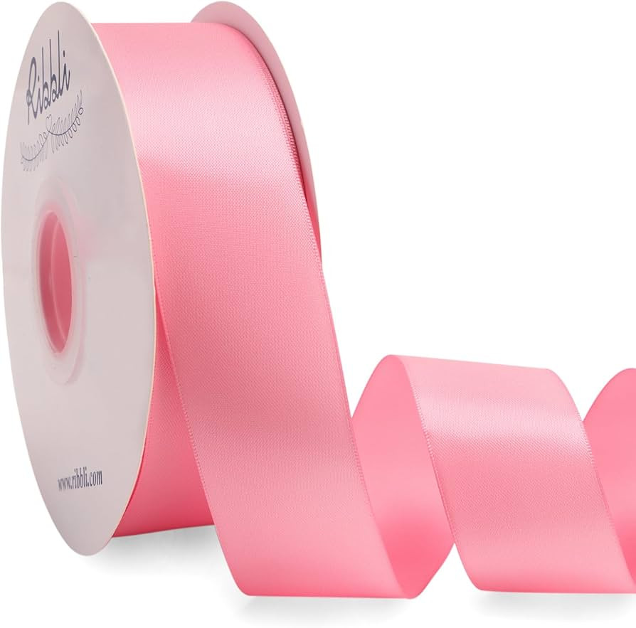 Ribbli Pink Satin Ribbon Double Faced Satin 1-1/2 Inch x Continuous 50 Yards-Pink Ribbon for Gift... | Amazon (US)