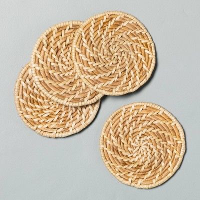 4pk Natural Woven Coaster Set Beige - Hearth & Hand™ with Magnolia | Target