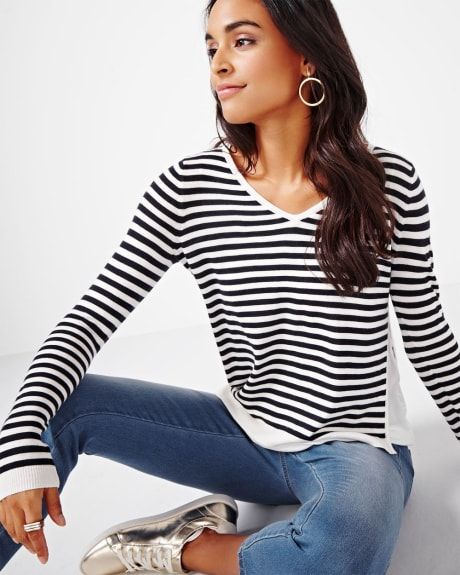 Striped Sweater with Slit | RW&CO.