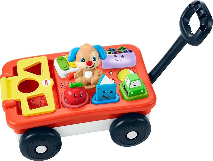 Fisher-Price Laugh & Learn Baby & Toddler Toy, Pull & Play Learning Wagon with Smart Stages & 4 Piec | Amazon (US)