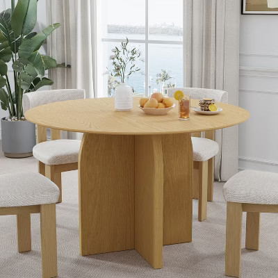 Wooakway 30"H Round Wood Dining Table Kitchen Table Conference Table with Criss Cross Legs | Target