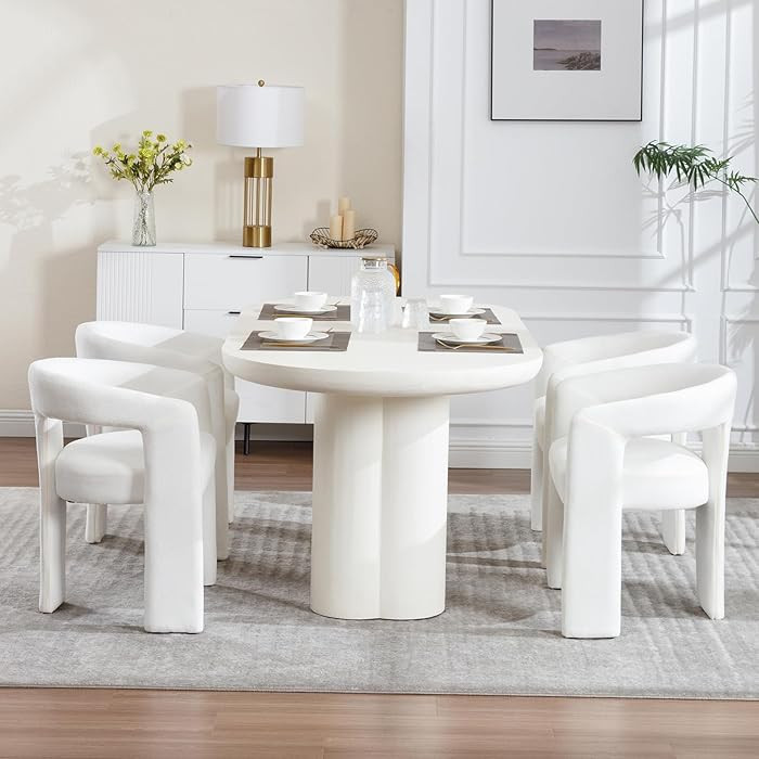 KIVENJAJA Barrel Dining Room Chairs Set of 4, Beige Modern Boucle Kitchen Chairs with Round Back ... | Amazon (US)