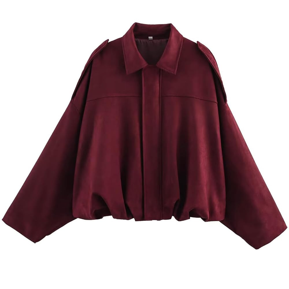 Women's Faux Suede Bomber Jacket Oversized Pilot Coats Fall Lapel Zip Up Motorcycle Streetwear Ou... | Amazon (US)